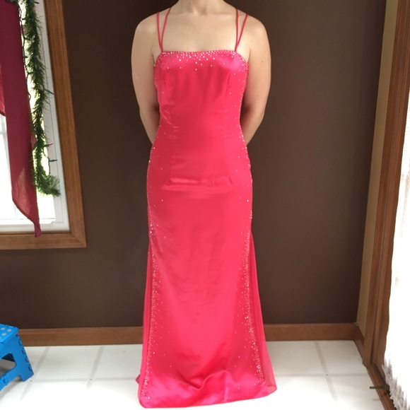hot pink spaghetti dress